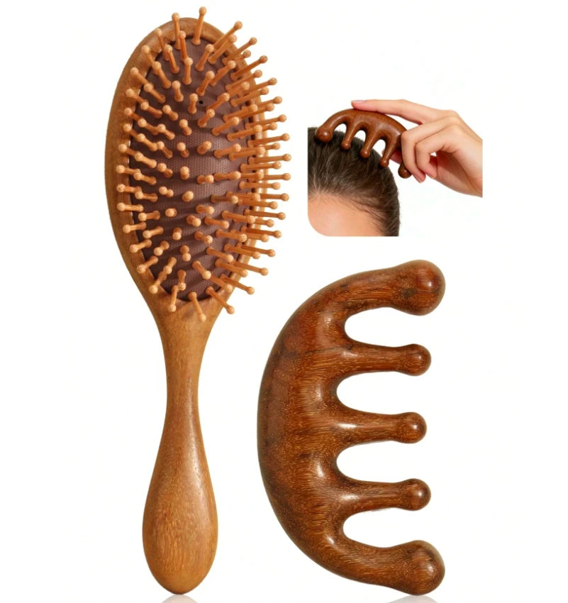 Set de 2 Pièces Peignes de Massage Premium en Bois de Santal