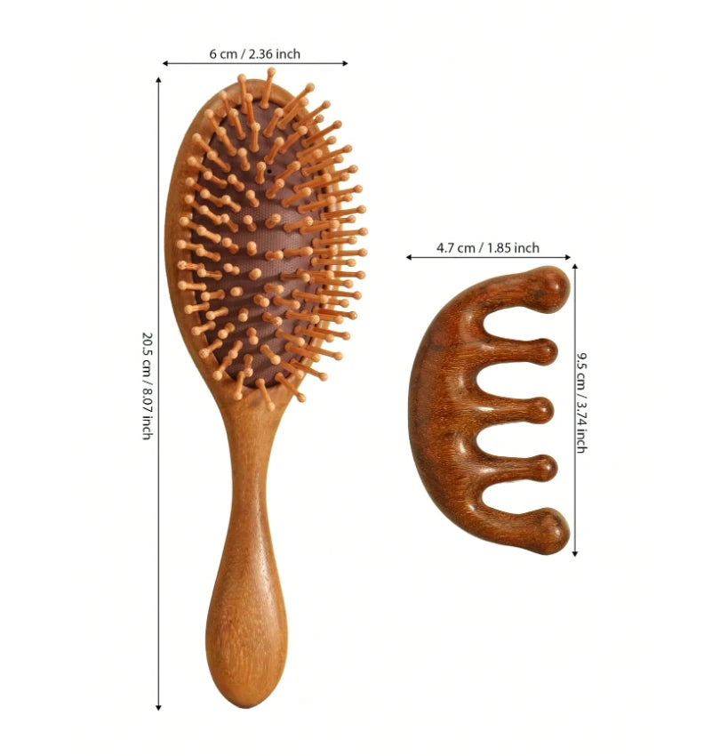Set de 2 Pièces Peignes de Massage Premium en Bois de Santal