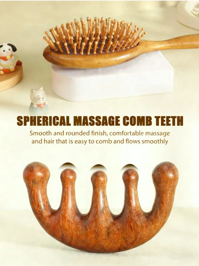 Set de 2 Pièces Peignes de Massage Premium en Bois de Santal