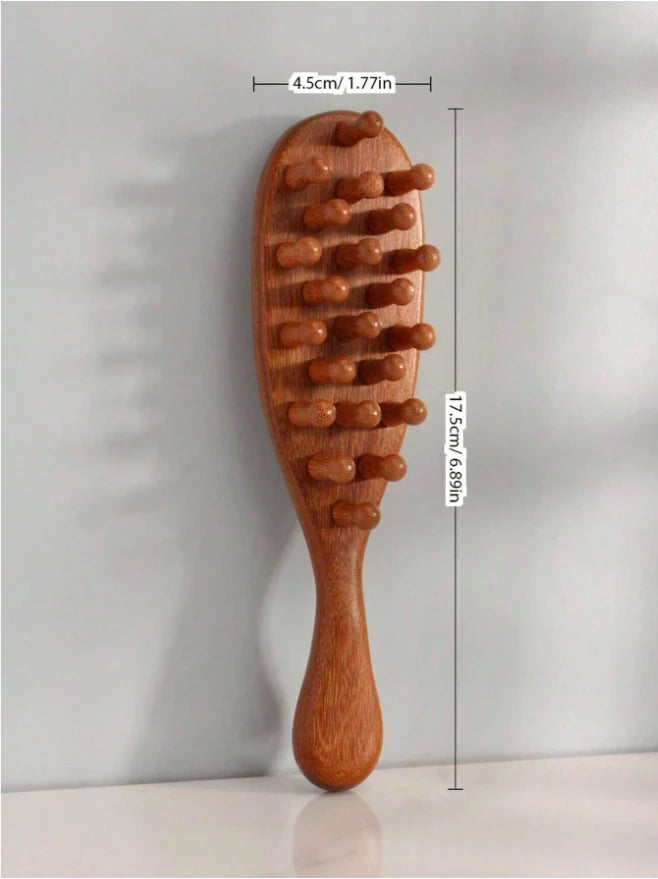 Peigne de Massage Thérapeutique 2-en-1 en Bois de Santal