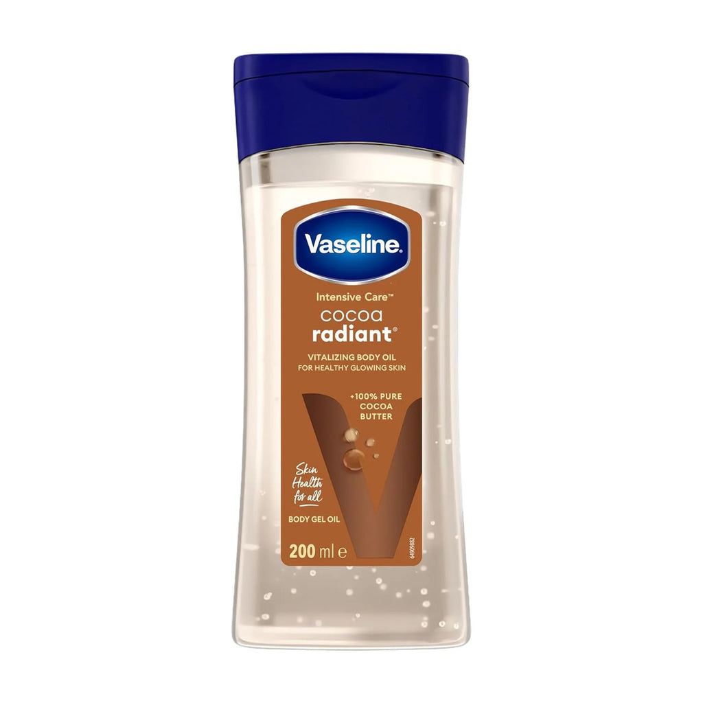 Vaseline Intensive Care Cocoa Radiant body lotion bottle with pure cocoa butter for dry skin
